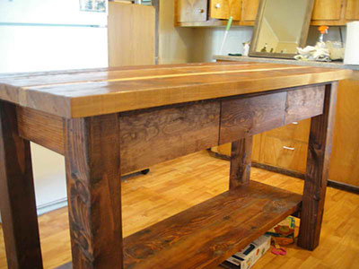 wooden kitchen island