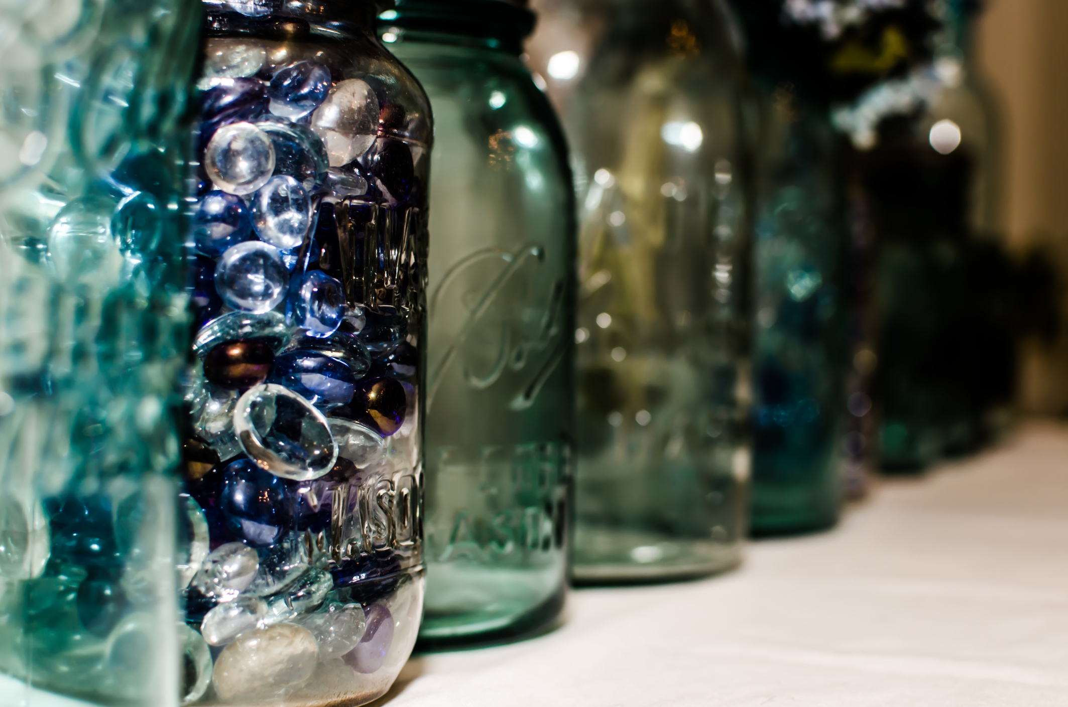 Mason Jars lined up