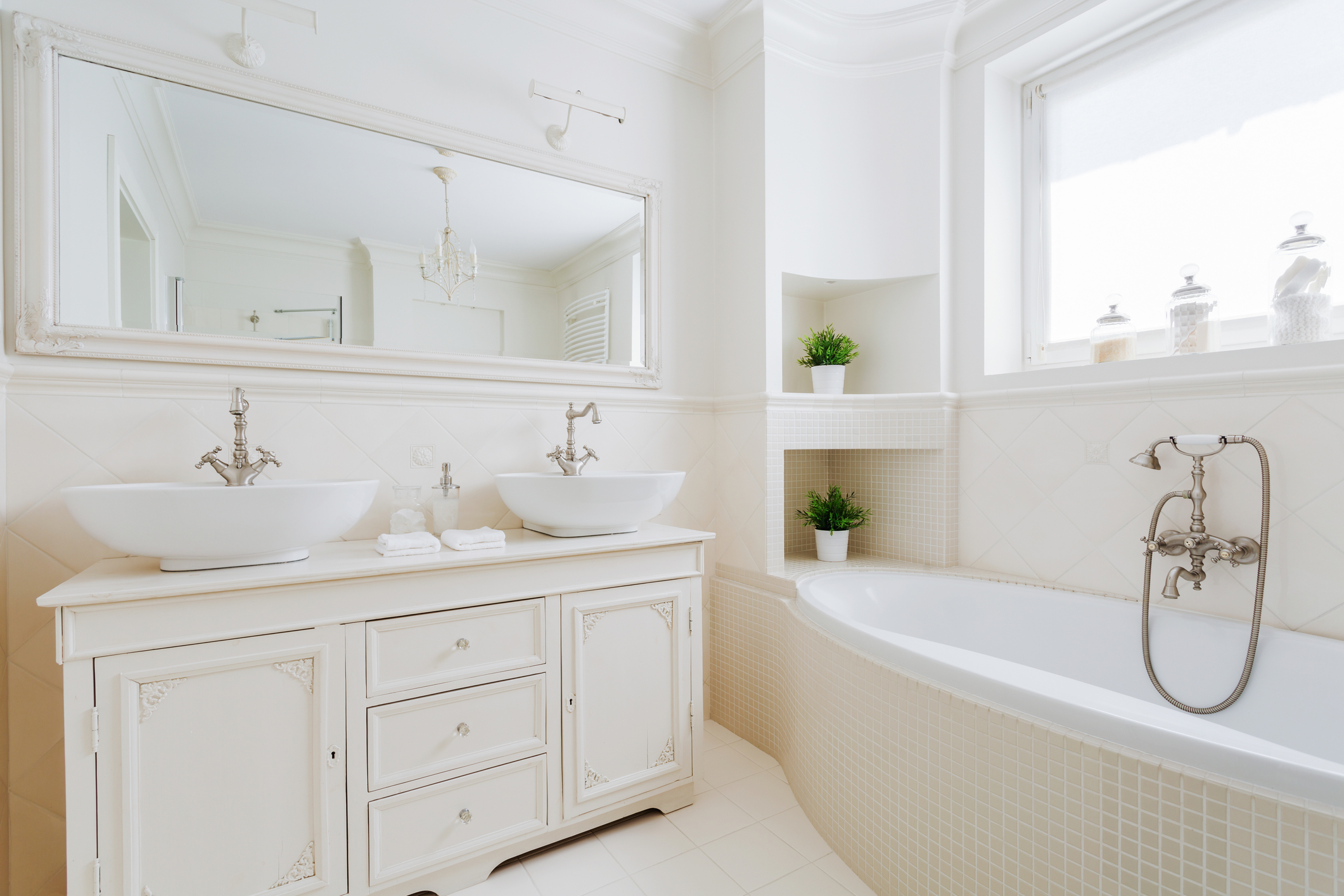 Elegant bathroom with white fittings