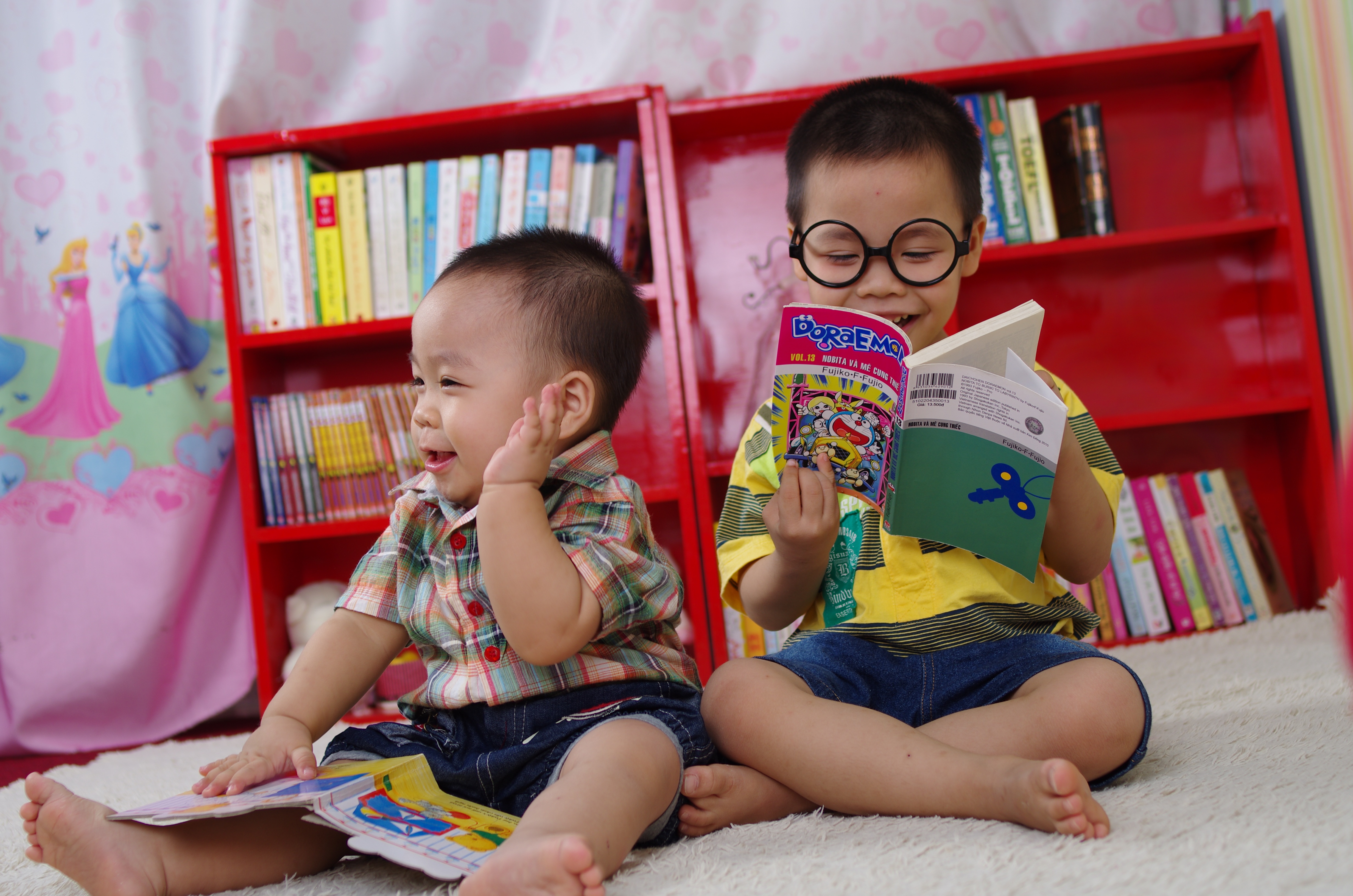 cute little boys reading